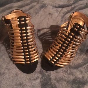 Ralph Lauren strap sandals metallic gold leather